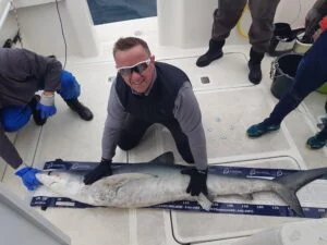Blue shark measured and tagged on Silver Dawn